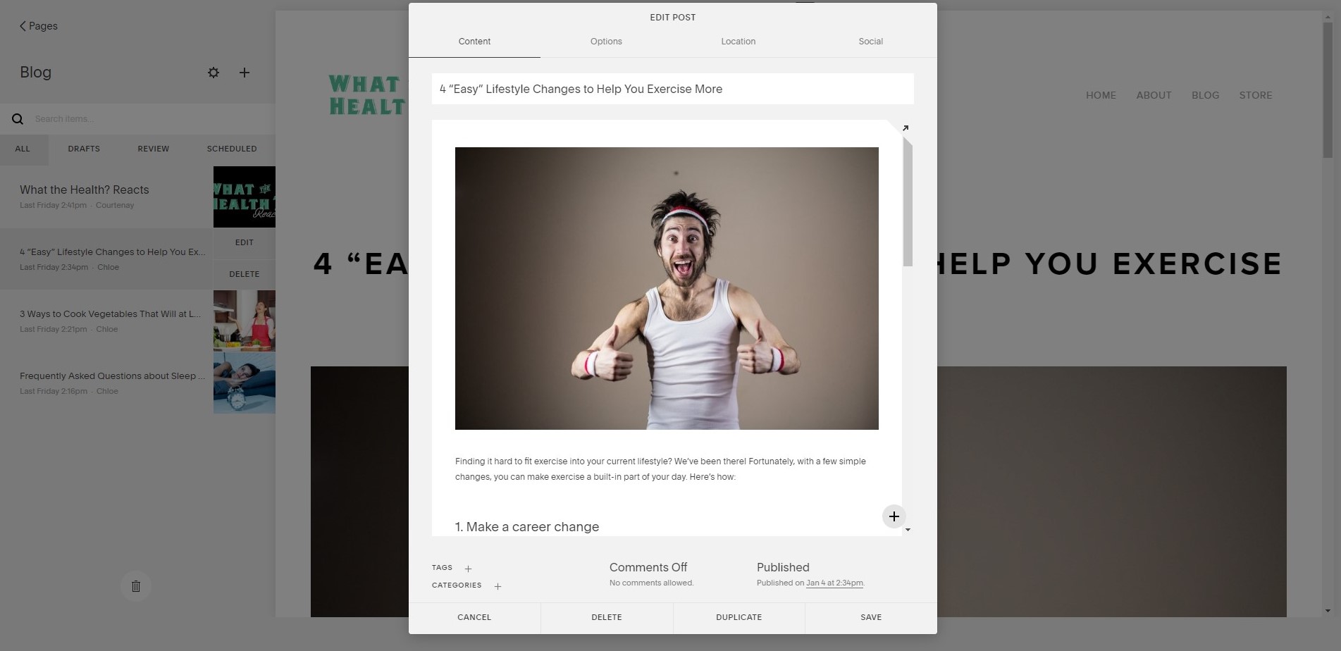 squarespace blog editor