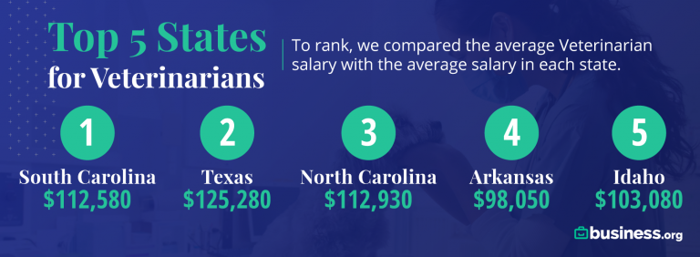 Top 5 states for vets